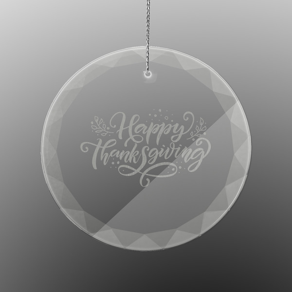 Custom Thanksgiving Engraved Glass Ornament - Round