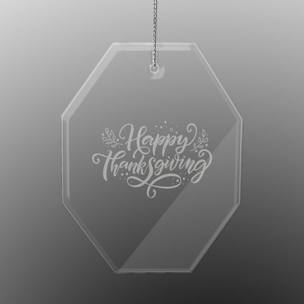 Custom Thanksgiving Engraved Glass Ornament - Octagon