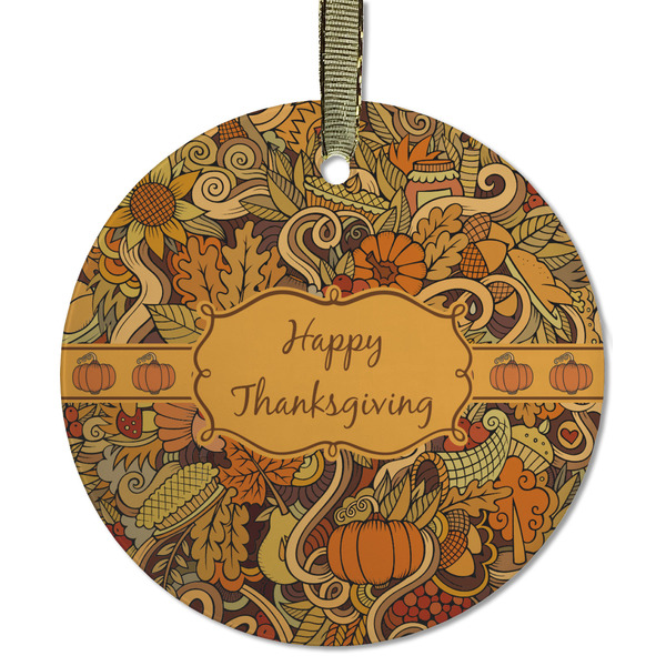 Custom Thanksgiving Flat Glass Ornament - Round