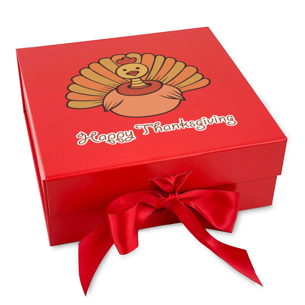 Custom Thanksgiving Gift Box with Magnetic Lid - Red