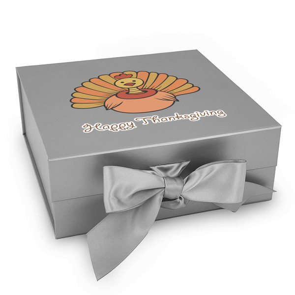 Custom Thanksgiving Gift Box with Magnetic Lid - Silver