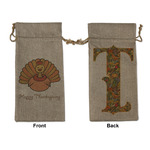 Thanksgiving Large Burlap Gift Bag - Front & Back