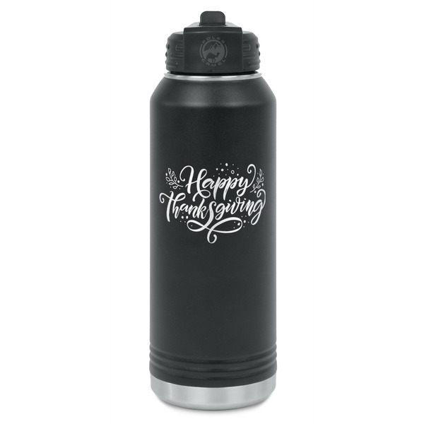 Custom Thanksgiving Water Bottle - Laser Engraved - Front