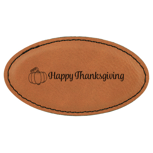 Custom Thanksgiving Leatherette Oval Name Badge with Magnet