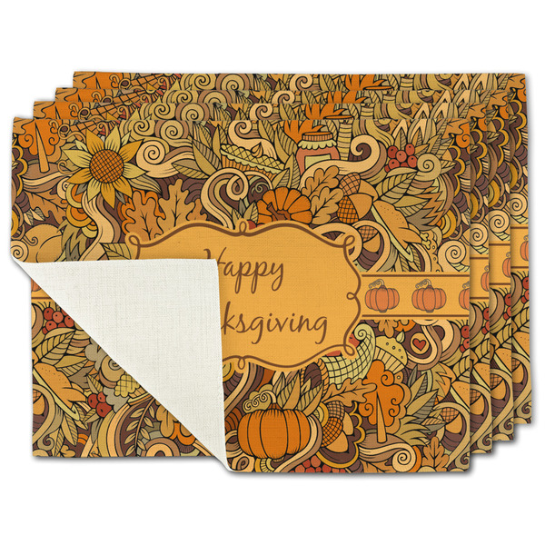 Custom Thanksgiving Single-Sided Linen Placemat - Set of 4