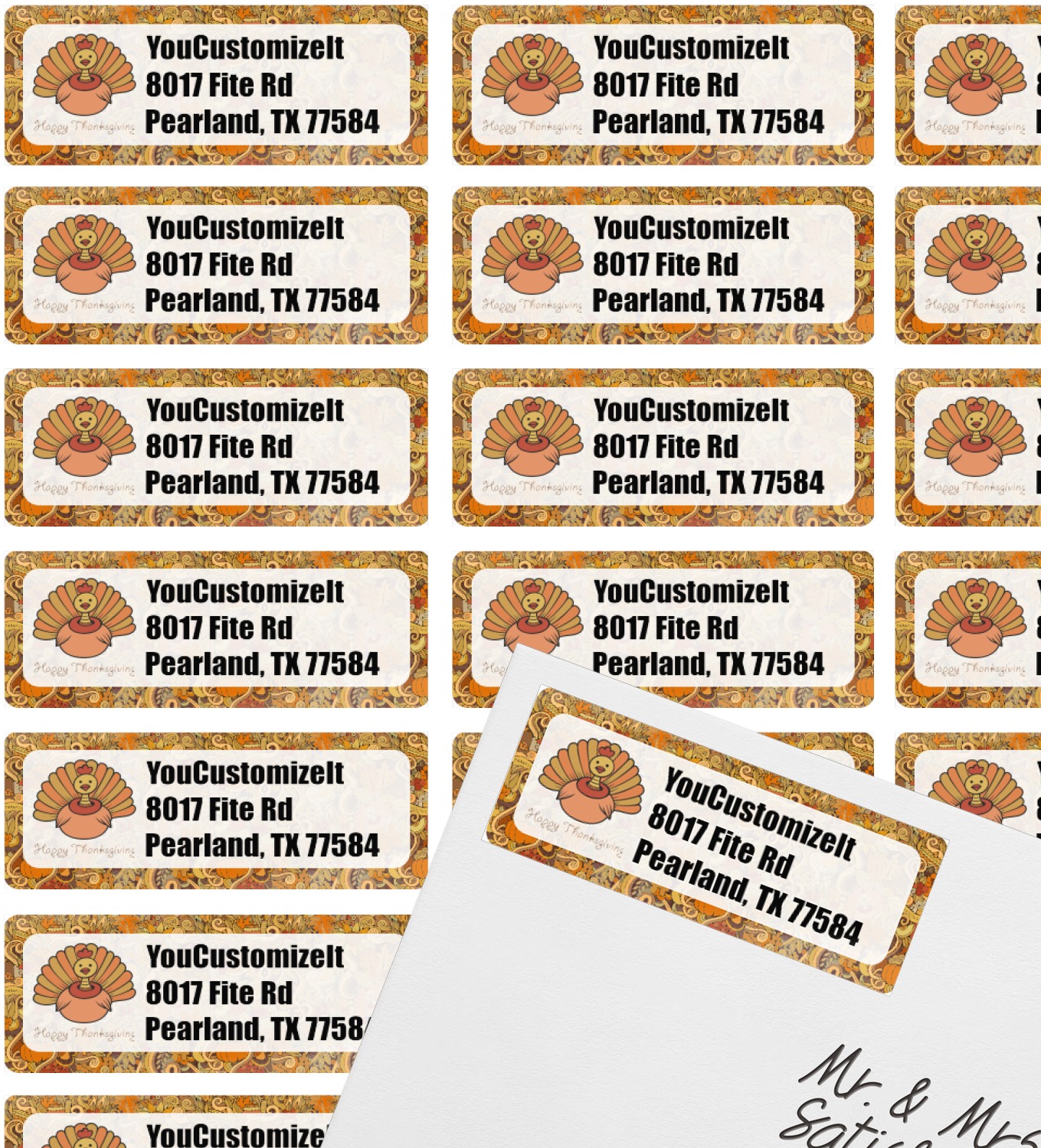 Custom Thanksgiving Return Address Labels Personalized YouCustomizeIt