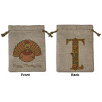 Thanksgiving Medium Burlap Gift Bag - Front & Back