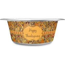 Thanksgiving Stainless Steel Dog Bowl - Medium (Personalized)
