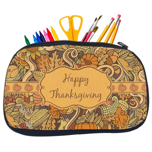 Custom Thanksgiving Neoprene Pencil Case - Medium