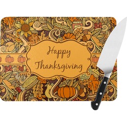 Thanksgiving Rectangular Glass Cutting Board - Large - 15.25"x11.25"