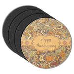 Thanksgiving Round Rubber Backed Coasters - Set of 4 (Personalized)