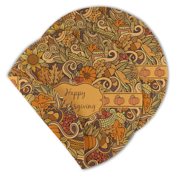 Custom Thanksgiving Round Linen Placemat - Double Sided