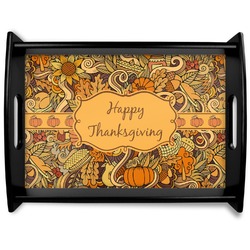 Thanksgiving Black Wooden Tray - Large (Personalized)