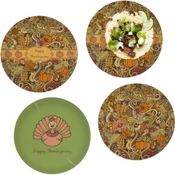 Thanksgiving Set of 4 Glass Lunch / Dinner Plate 10" (Personalized)