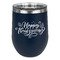 Thanksgiving Stainless Wine Tumblers - Navy - Double Sided - Front