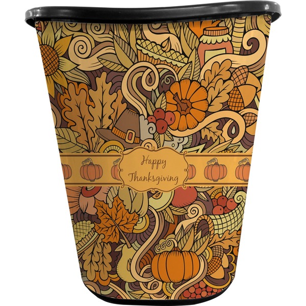 Custom Thanksgiving Waste Basket - Single Sided (Black) (Personalized)