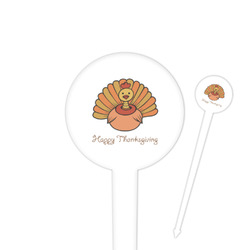 Thanksgiving 4" Round Plastic Food Picks - White - Single Sided