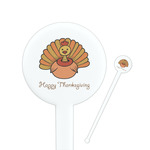 Thanksgiving 7" Round Plastic Stir Sticks - White - Single Sided