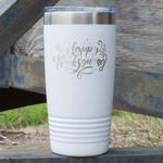 Thanksgiving 20 oz Stainless Steel Tumbler - White - Double Sided