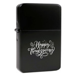 Thanksgiving Windproof Lighter - Black - Double Sided & Lid Engraved