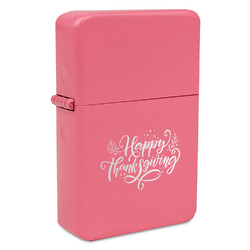 Thanksgiving Windproof Lighter - Pink - Double Sided & Lid Engraved