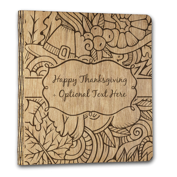 Custom Thanksgiving Wood 3-Ring Binder - 1" Letter Size