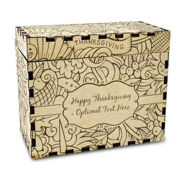 Custom Thanksgiving Wood Recipe Box - Laser Engraved