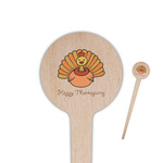 Thanksgiving 4" Round Wooden Food Picks - Double Sided