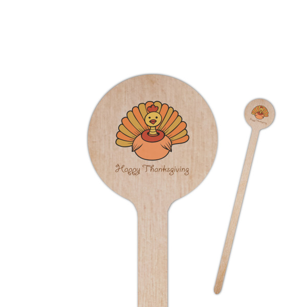 Custom Thanksgiving 7.5" Round Wooden Stir Sticks - Single Sided