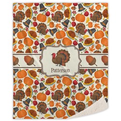 Traditional Thanksgiving Sherpa Throw Blanket - 50"x60" (Personalized)