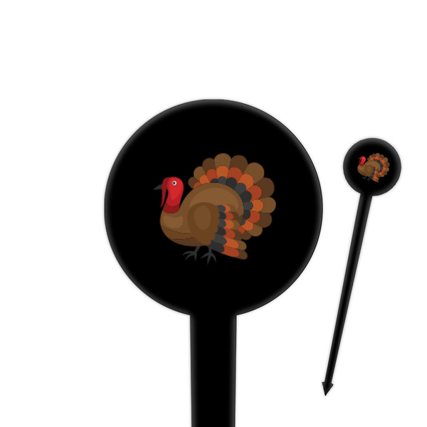 Custom Traditional Thanksgiving 4" Round Plastic Food Picks - Black - Double Sided