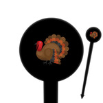 Traditional Thanksgiving 6" Round Plastic Food Picks - Black - Single Sided