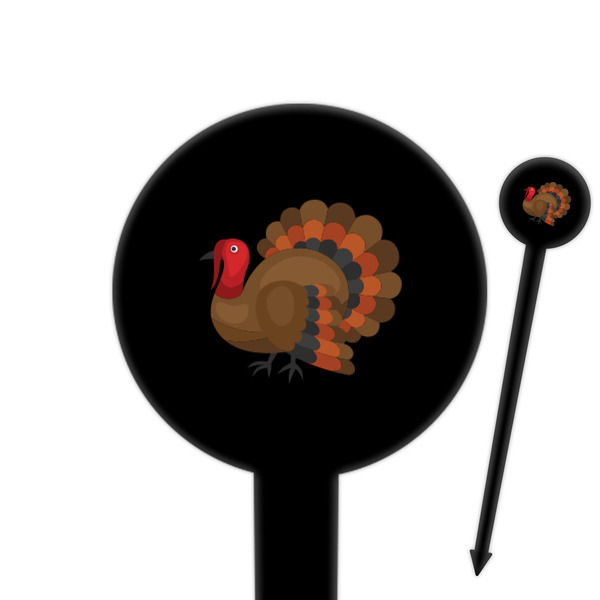 Custom Traditional Thanksgiving 6" Round Plastic Food Picks - Black - Single Sided
