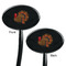 Traditional Thanksgiving Black Plastic 7" Stir Stick - Double Sided - Oval - Front & Back