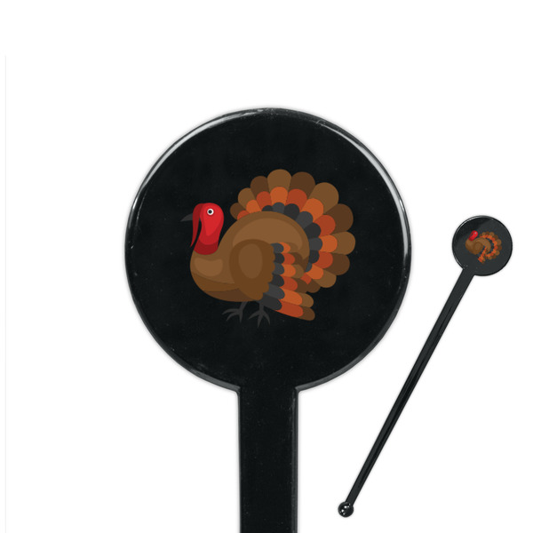 Custom Traditional Thanksgiving 7" Round Plastic Stir Sticks - Black - Single Sided