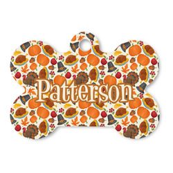 Traditional Thanksgiving Bone Shaped Dog ID Tag - Large (Personalized)