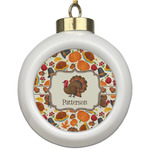 Traditional Thanksgiving Ceramic Ball Ornament (Personalized)