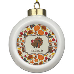 Traditional Thanksgiving Ceramic Ball Ornament (Personalized)