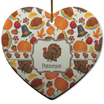 Traditional Thanksgiving Heart Ceramic Ornament w/ Name or Text