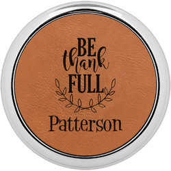 Traditional Thanksgiving Leatherette Round Coaster w/ Silver Edge - Single or Set (Personalized)