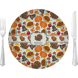 Traditional Thanksgiving Glass Lunch / Dinner Plate 10" (Personalized)