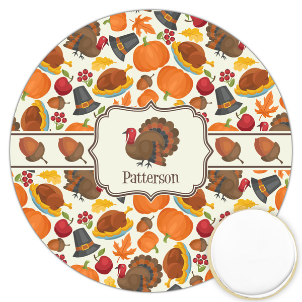 Custom Traditional Thanksgiving Printed Cookie Topper - 3.25" (Personalized)