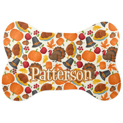 Traditional Thanksgiving Bone Shaped Dog Food Mat (Large) (Personalized)