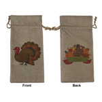 Traditional Thanksgiving Large Burlap Gift Bag - Front & Back (Personalized)