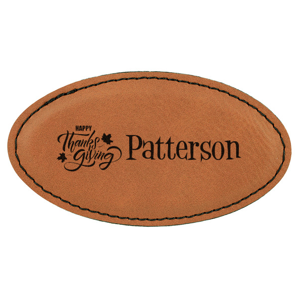 Custom Traditional Thanksgiving Leatherette Oval Name Badge with Magnet (Personalized)