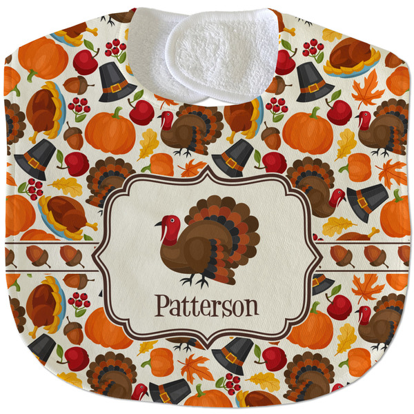 Custom Traditional Thanksgiving Velour Baby Bib w/ Name or Text