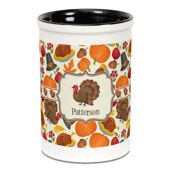 Custom Traditional Thanksgiving Ceramic Pencil Holders - Black