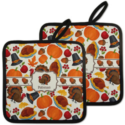 Traditional Thanksgiving Pot Holders - Set of 2 w/ Name or Text