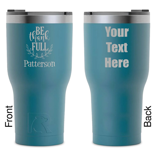 Custom Traditional Thanksgiving RTIC Tumbler - Dark Teal - Laser Engraved - Double-Sided (Personalized)