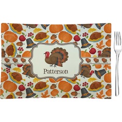 Traditional Thanksgiving Rectangular Glass Appetizer / Dessert Plate - Single or Set (Personalized)